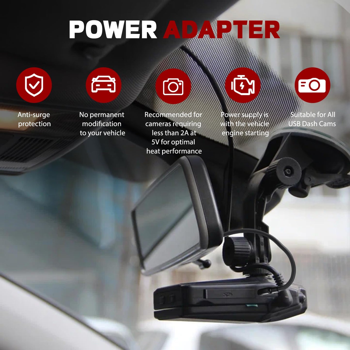 JERBOR Dashcam Power Adapter 10-Pin (Model B) Fit for Toyota, for Lexus, for Subaru Models - Connects to Auto-Dimming Port, for GPS Radar Mirror