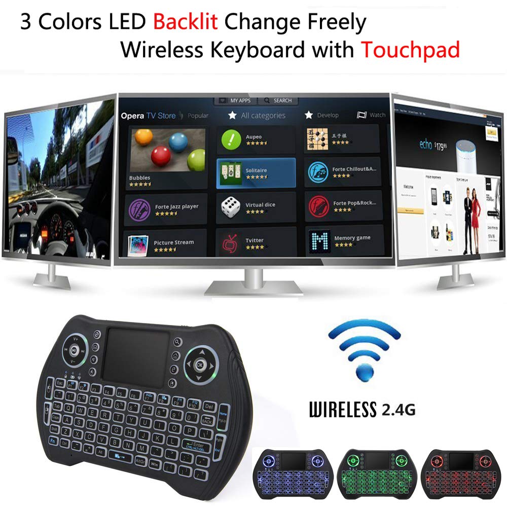 Upvivi Backlit Mini Keyboard,2.4GHz Wireless Mini Keyboard with Touchpad Mouse Handheld Remote Control for PC, Raspberry Pi 2, Pad, Smart TV, Android