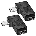 UCEC USB 2.0 Adapter Plug, Mini USB to Mini USB, Left and Right Angle Mini to Mini - Male to Female - Pack of 2