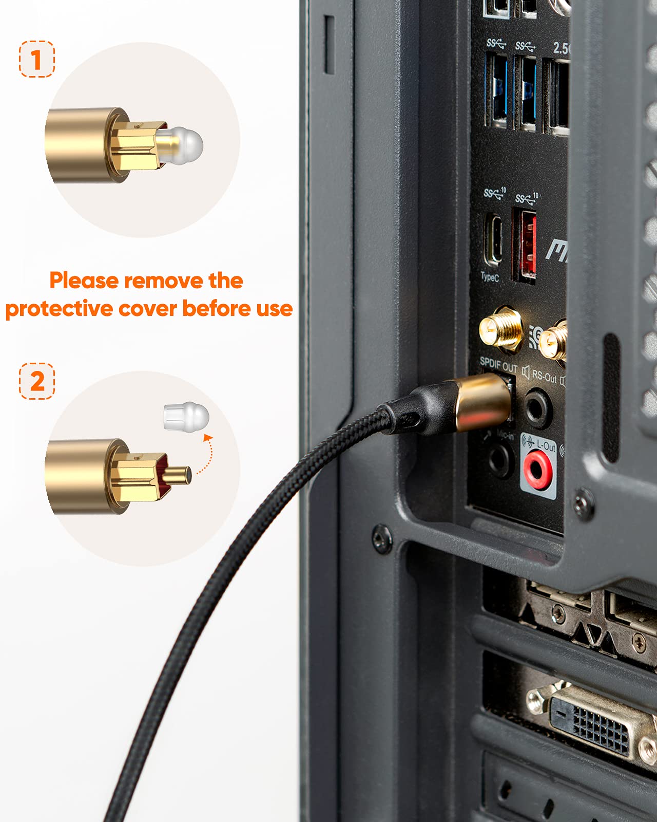 CableCreation 6FT Optical Audio Cable, Toslink Cable Male to Male Digital Optical Audio Cable with Gold Plated for Home Theater, Sound Bar, TV, Xbox