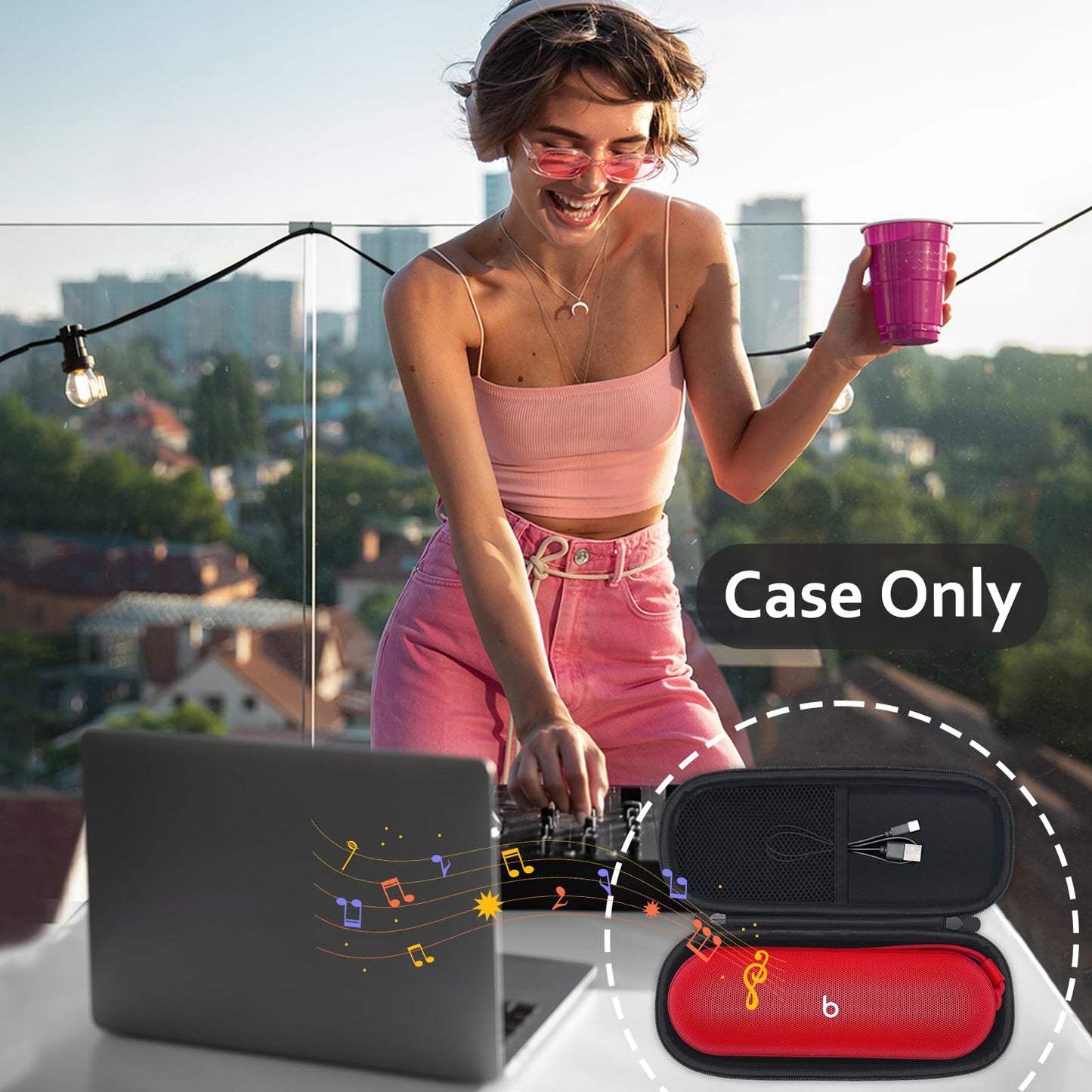 Hard Carrying Case for Beats Pill 2024 Bluetooth Speaker,Shockproof Protective Travel Case with Mesh Pocket for New Beats Pill and Accessories,Black