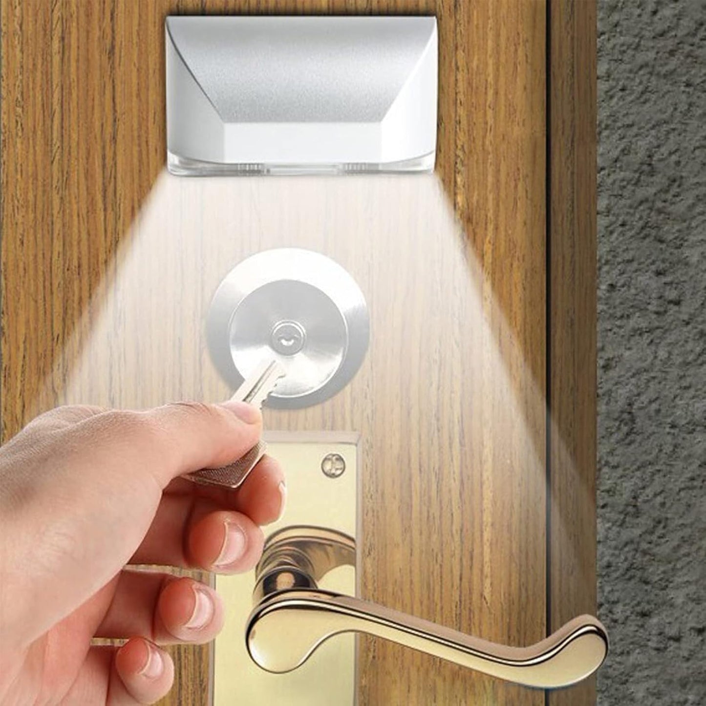 QNYSOCA Smart Keyhole Light, Motion Sensor LED Night Light for Door Locks, Stairways & Hallways, Easy Peel-and-Stick Installation (Silver)
