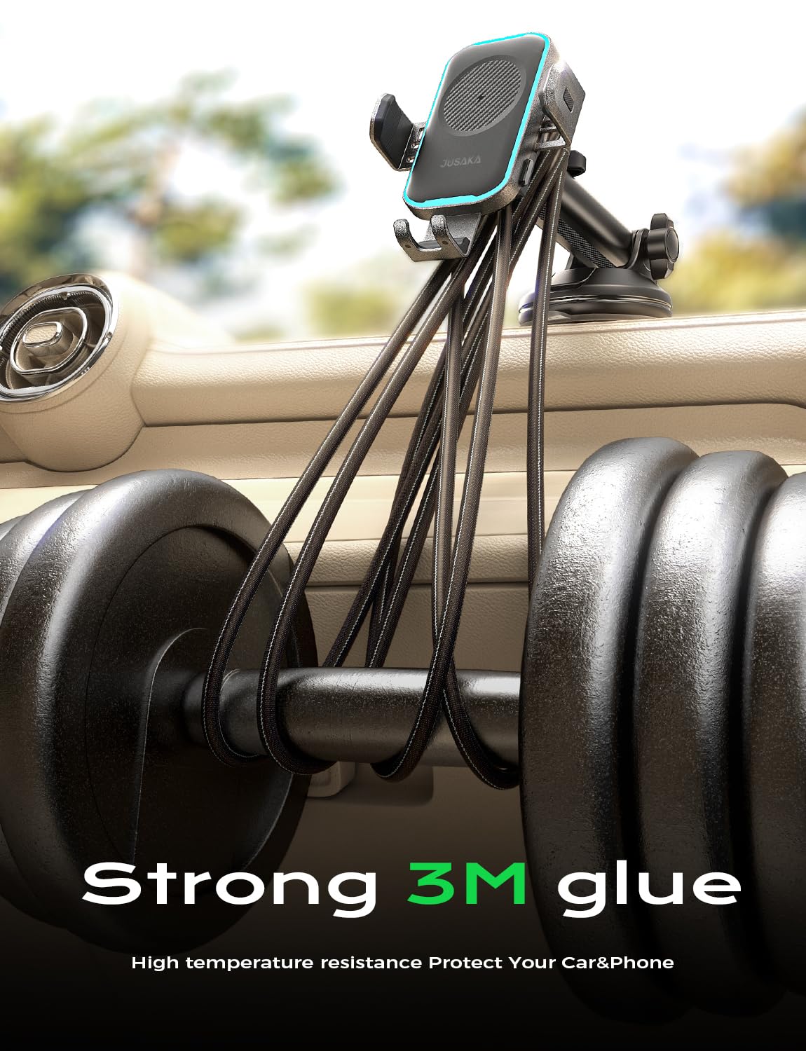 JUSAKA Wireless Car Charger,15W Fast Charging Auto Clamping Phone Holders for Your Car Compatible with iPhone 16/15/14/13, for Samsung Galaxy S24