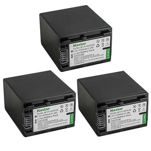 Kastar 3-Pack NP-FV100 Battery 7.2V 5750mAh Replacement for Sony DEV-30, DEV-5, DEV-50, DEV-50V, FDR-AX100, FDR-AX100E, FDR-AX700, FDR-AX33, FDR-AX43