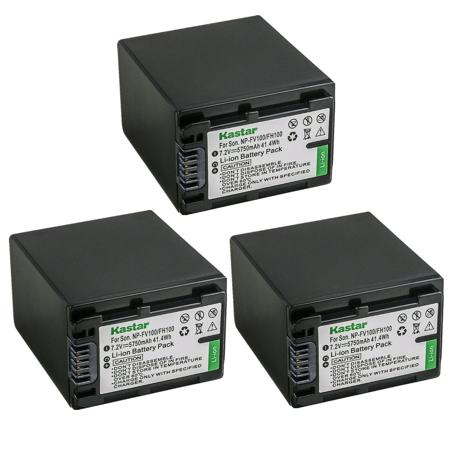 Kastar 3-Pack NP-FV100 Battery 7.2V 5750mAh Replacement for Sony DEV-30, DEV-5, DEV-50, DEV-50V, FDR-AX100, FDR-AX100E, FDR-AX700, FDR-AX33, FDR-AX43