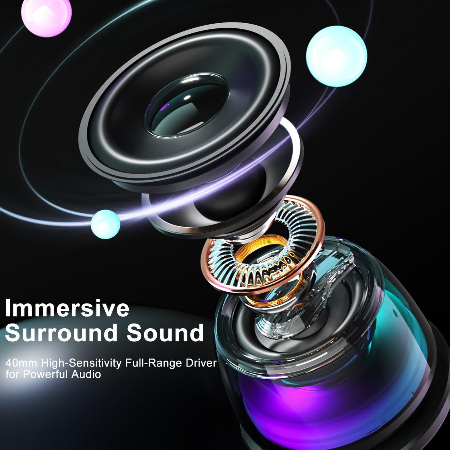 EGBULL Magnetic Multifunction Bluetooth Speaker with 3D Surround Sound, TWS Pairing, Portable Wireless, RGB Lighting, Strong Magnetic Base, Phone