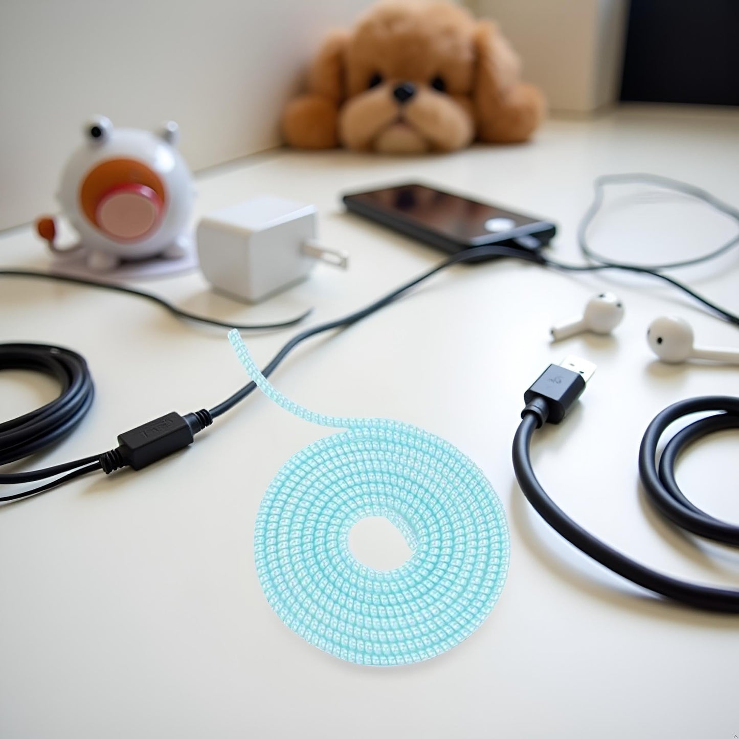 White Spiral Cable Protector, Chargers Cable Protector Data Cable Protect Sleeve, Headphone Cable Saver for Phone Earphone USB Data Cable Pet Chew