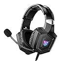 Gaming Headset with Microphone, Gaming Headphones Compatible for PS4 PS5 Xbox PC with RGB Lights, PlayStation Headset with Noise Reduction 7.1