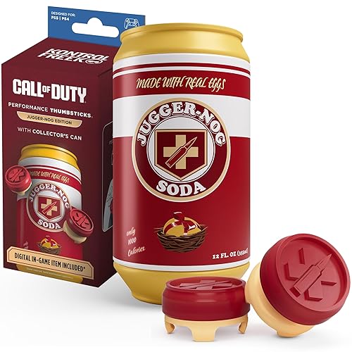 KontrolFreek® Jugger-Nog Performance Thumbsticks® | for PlayStation 5 (PS5) & PlayStation 4 Controller | Red and Cream