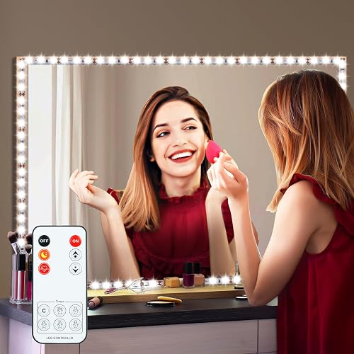 LED Vanity Mirror Lights for Makeup Dressing Table Vanity Set 13ft Flexible LED Light Strip Kit 6000K Daylight White with Dimmer and Power Supply, DIY