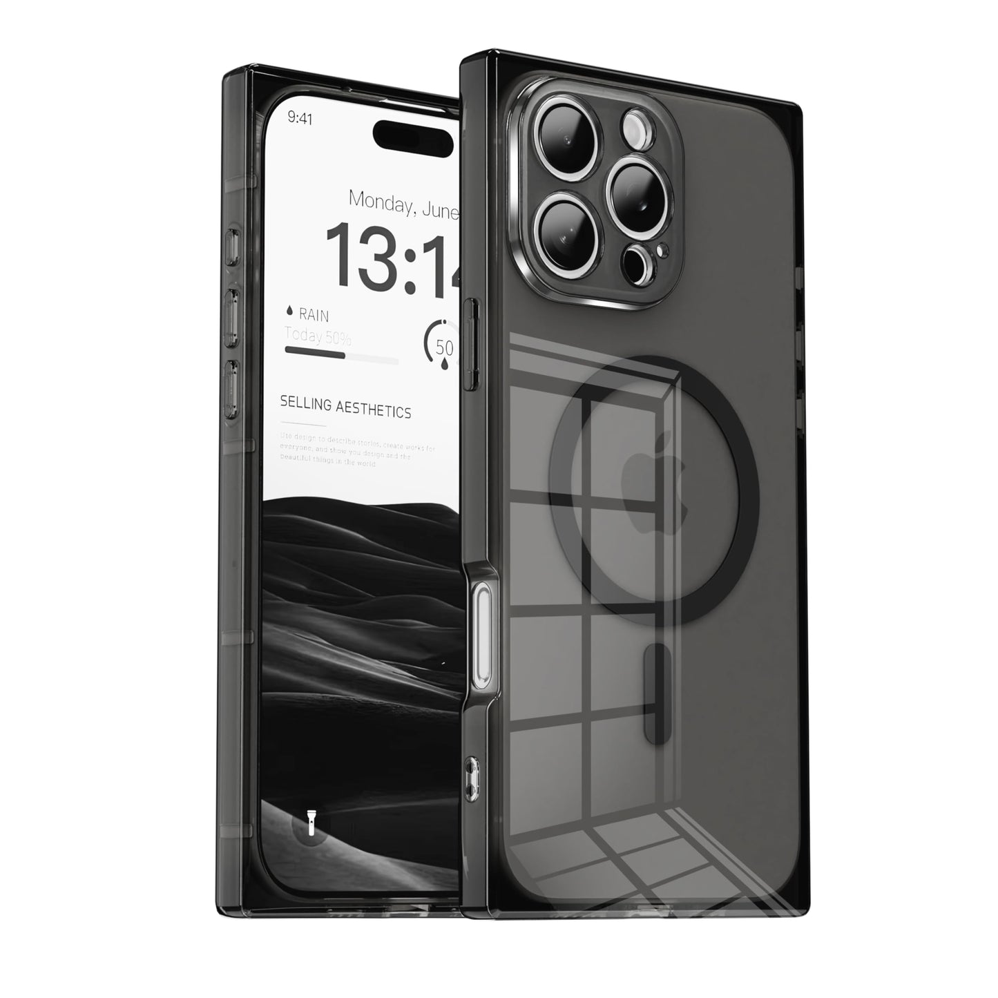 IAIYOXI Rectangle Edge Magnetic Clear Case for iPhone 17 Pro Max, Compatible with MagSafe, Full Camera Protection & Reinforced Corners, Thin Slim