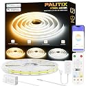 PAUTIX CCT COB LED Strip Light White Tunable 3200LEDs,CRI90+ 16.4ft/5m Dimmable 2700K-6500K 24V LED Tape Lights Kit,Work with Alexa/Google