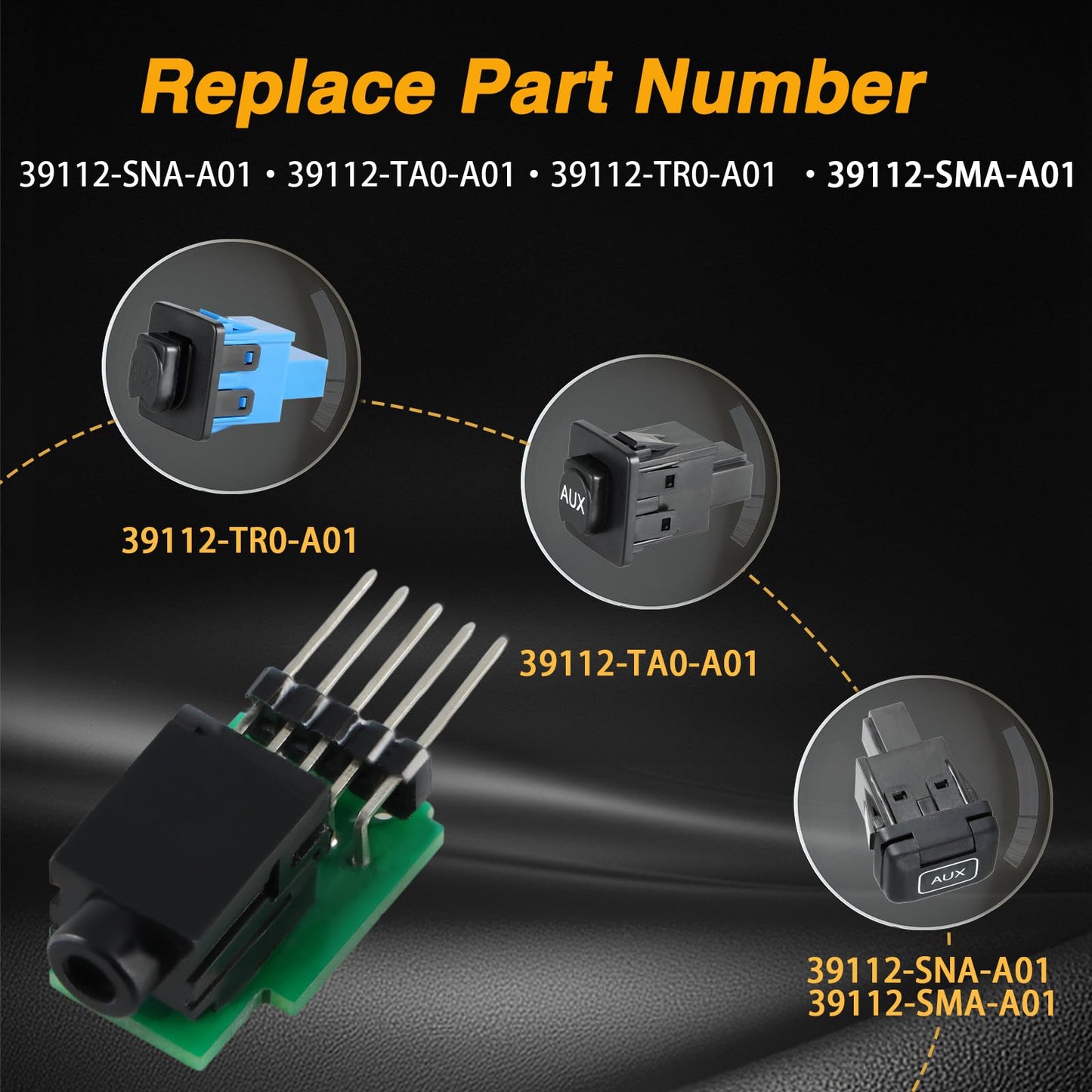 HIMARKLIF AUX Aux Port Auxiliary Input Adapter Audio Input Jack Replacement Repair Kit (Without Cover) Compatible with Civic CRV Pilot Accord