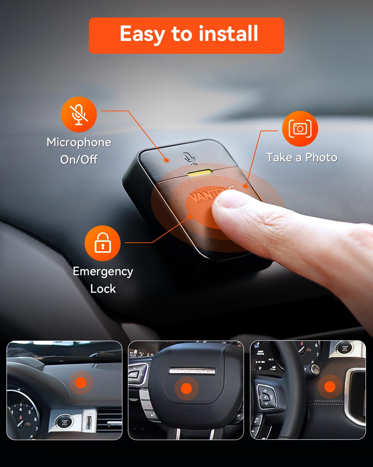Vantrue Remote Control with Event Locking, Snapshot, Audio ON/Off Function, 9.8ft Range for Vantrue N4 Pro S, N5S, N4S,N5,N4, E1 Pro,E2, E360, N2X, S1