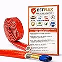 1.57"(40mm) ID Heat Shielded Fire Thermo Armor Fire Sleeve Silicone Coated Fiberglass for Automotive Hose Lines & Electrical Wiring Red, 5 feet
