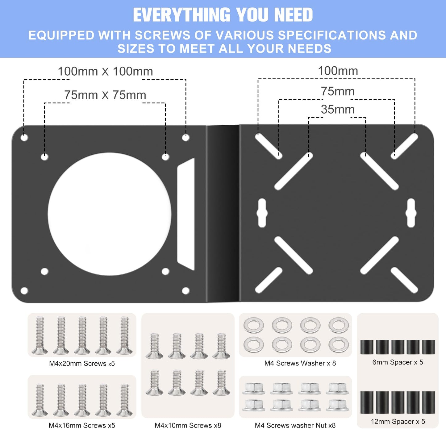 Freejia VESA Bracket 75x75 and 100x100 for Intel NUC, VESA Mount Extender Monitor Arm Extension Plate Adapter Fits VESA Pattern for Mini PC Computer