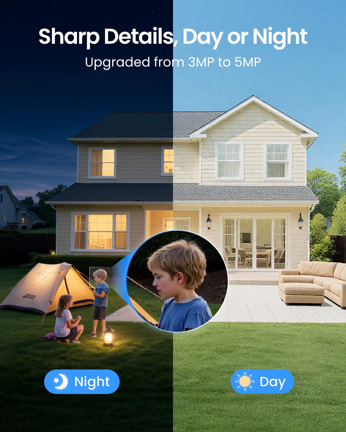 REOLINK Argus Eco+Solar Panel 2K 5MP Solar Security Camera Outdoor for Home Surveilance, Night Vision, Human/Car Smart Detection, 2.4G WiFi, No