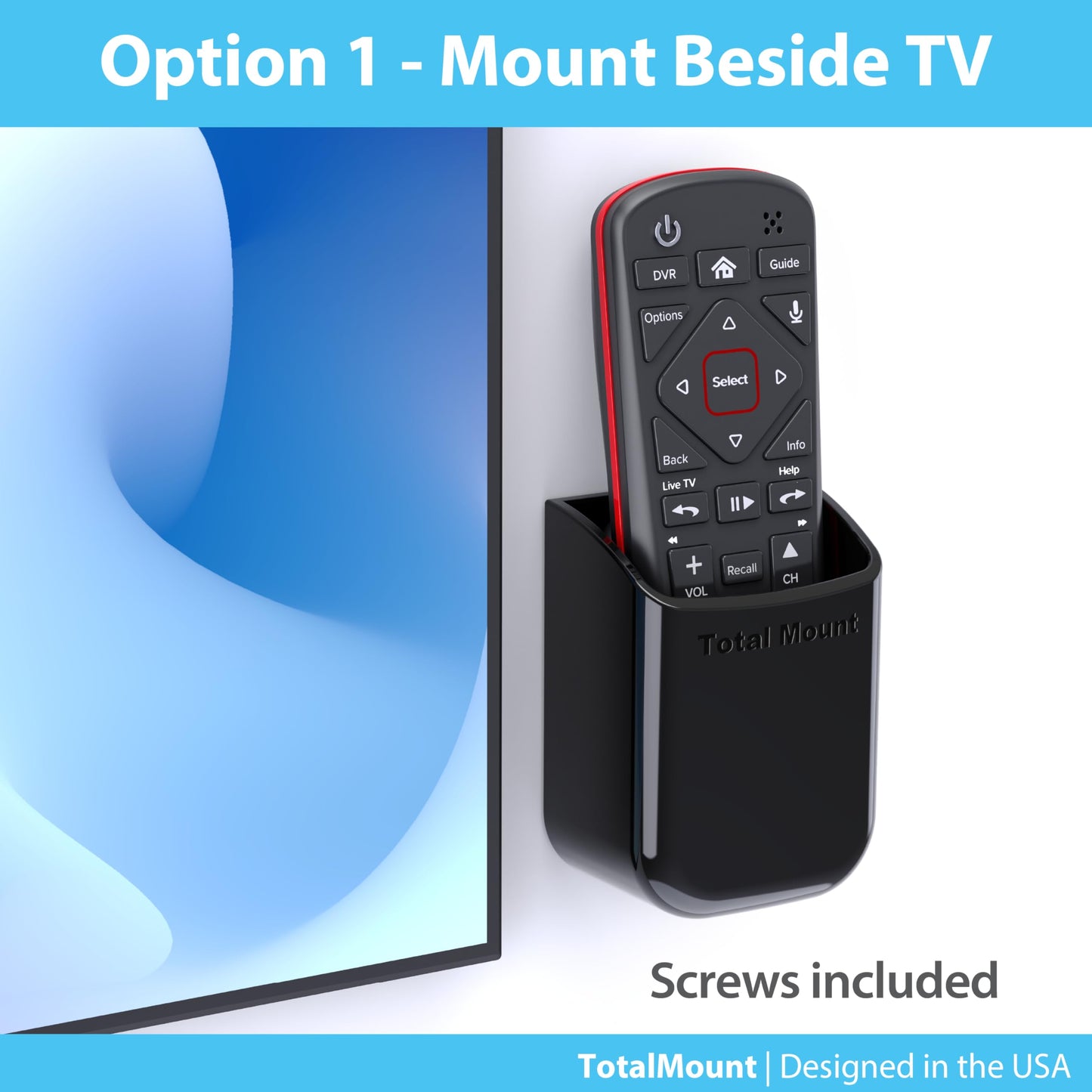 TotalMount Universal Remote Control Holder - Medium (Black)