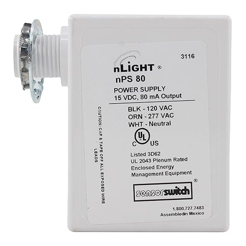 Sensor Switch NPS-80 nLIGHT Occupancy Sensor Power Pack, 15Vdc 80mA, 120/277V