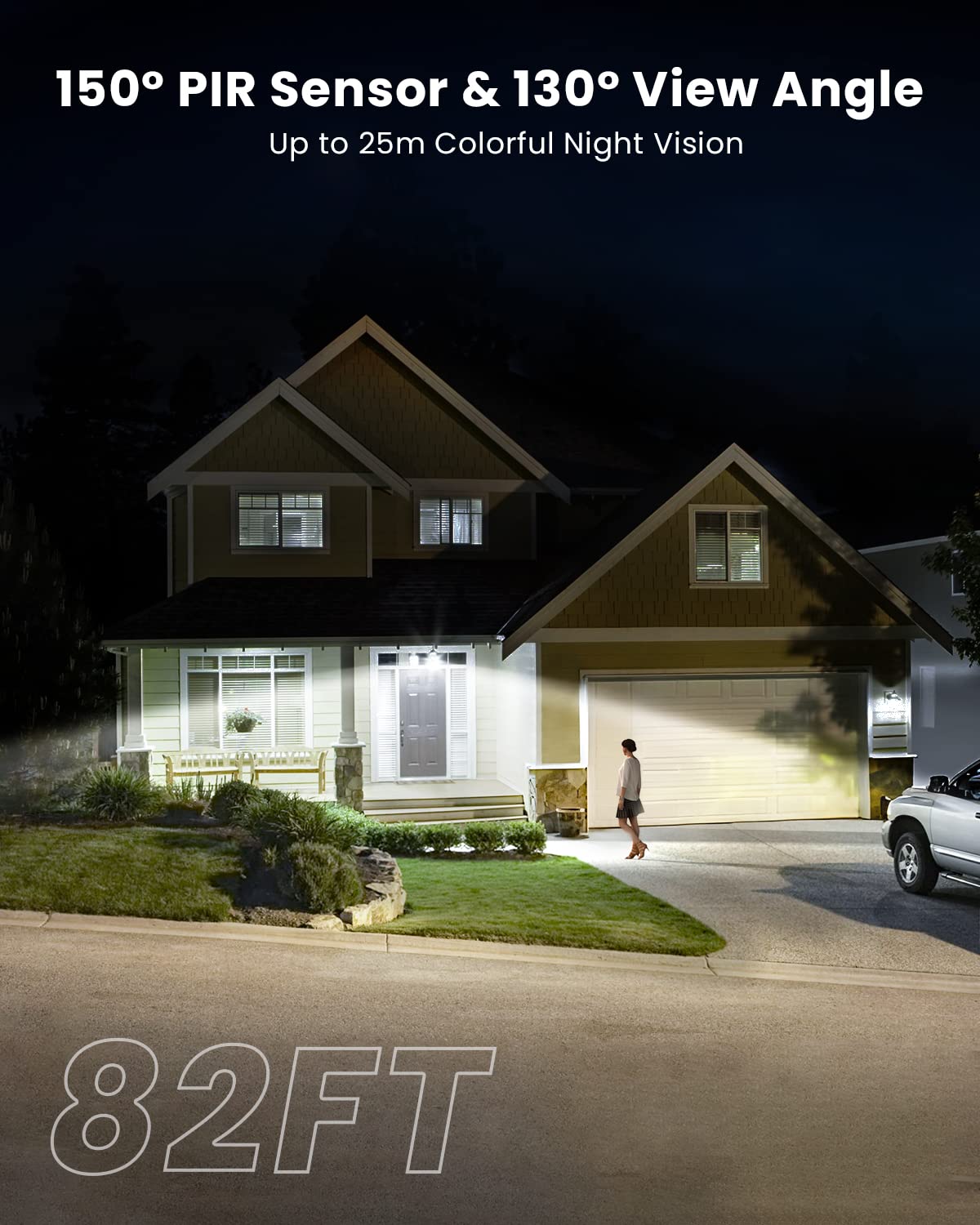 ieGeek Floodlight Camera, 5MP Outdoor Home Security Light with Cameras, 5G/2.4G WiFi Wired Flood Light Cam with Smart Motion Sensor/Siren, Color Night