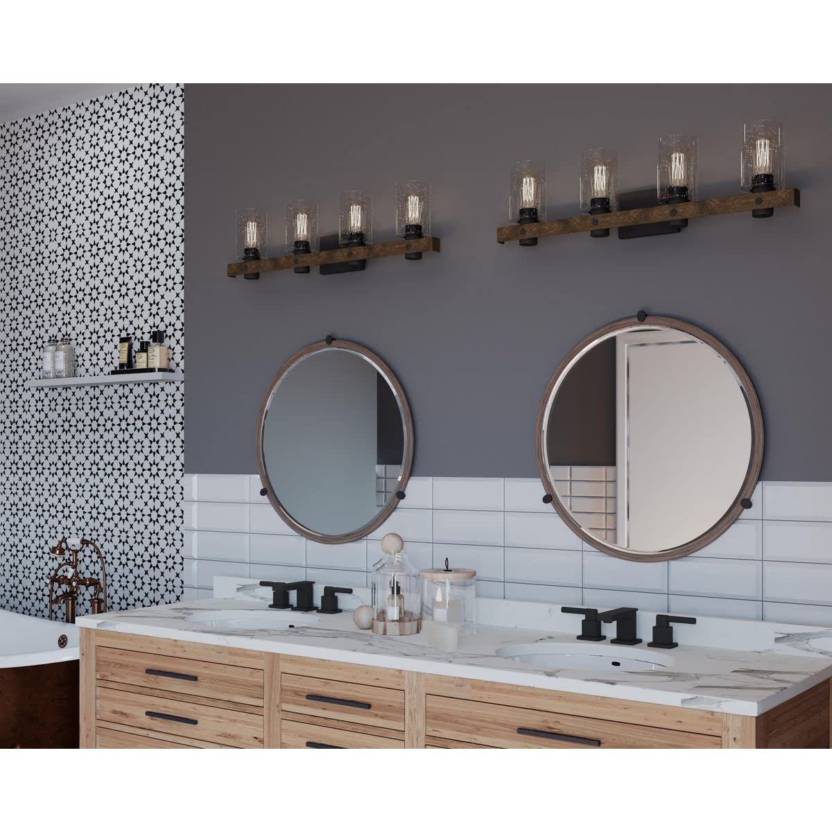 Progress Lighting Gulliver Collection 4-Light Clear Seeded Glass Coastal Bath Vanity Light Graphite