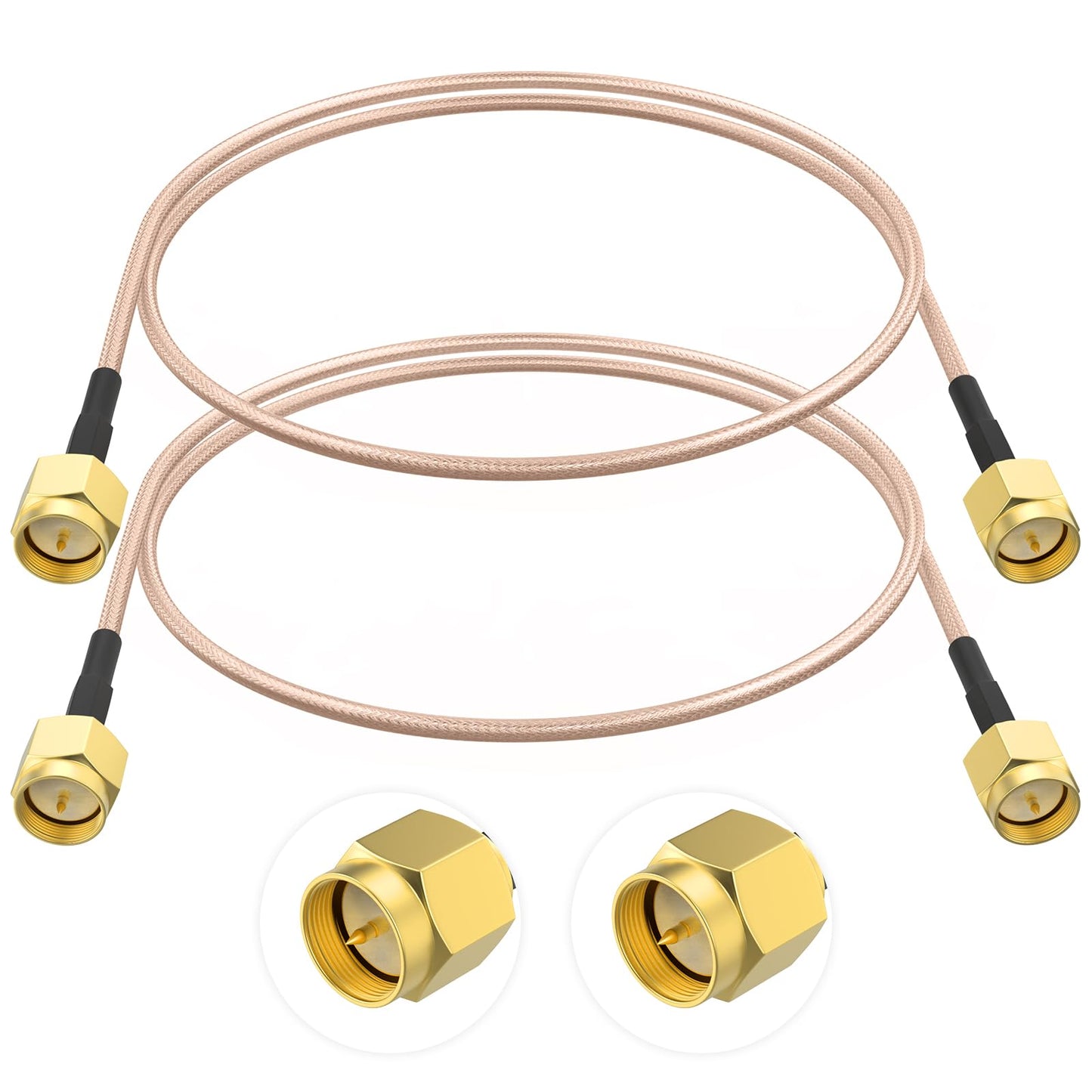 SDTC Tech 2pcs SMA Male to SMA Male Coaxial Cable Antenna Extender Cable Adapter RG316 Coax Jumper Connector(20 inches)