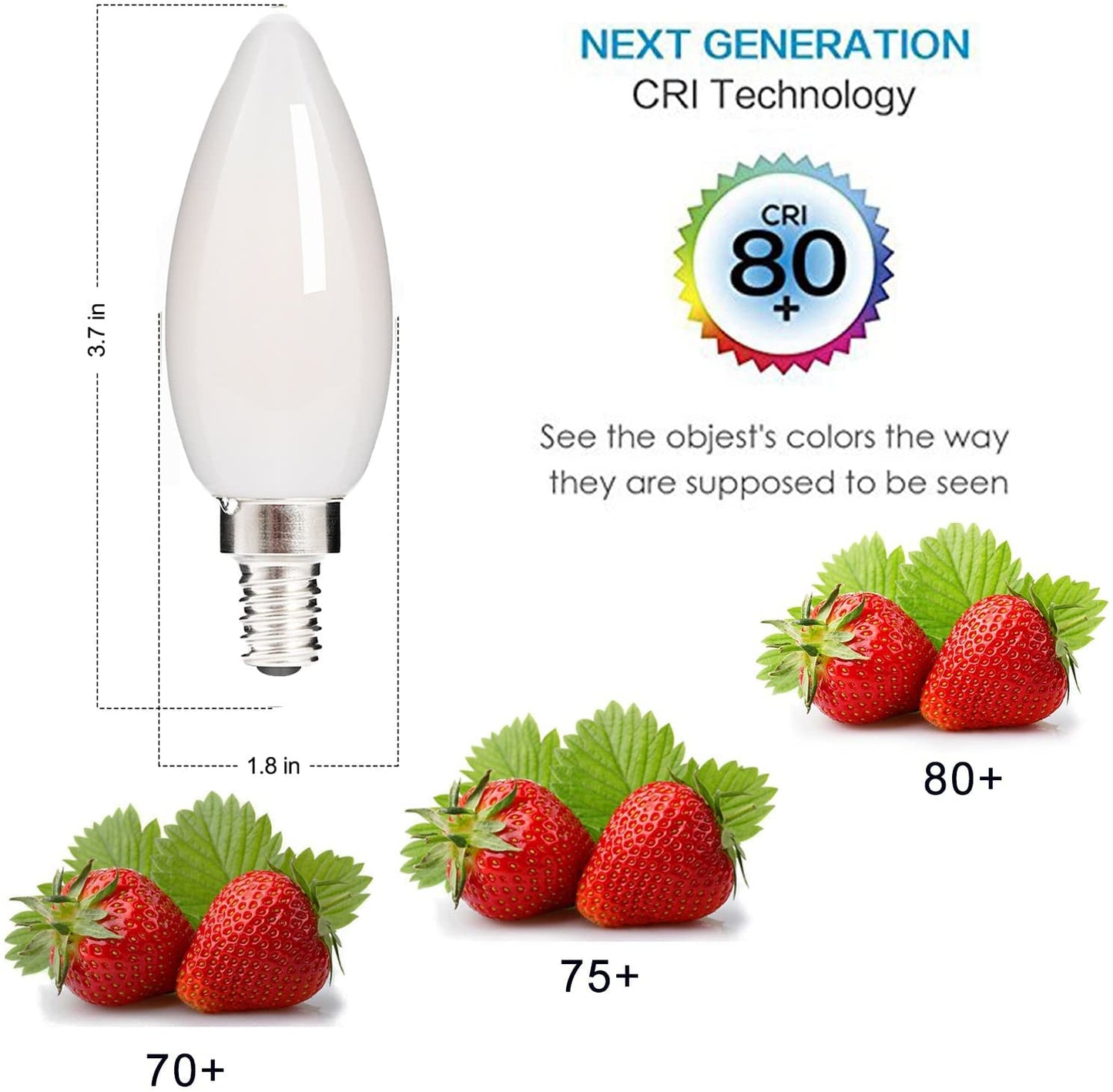 HOLA E12 LED Candelabra Chandelier Light Bulb Dimmable, 2700K 4.5W 6 Pack
