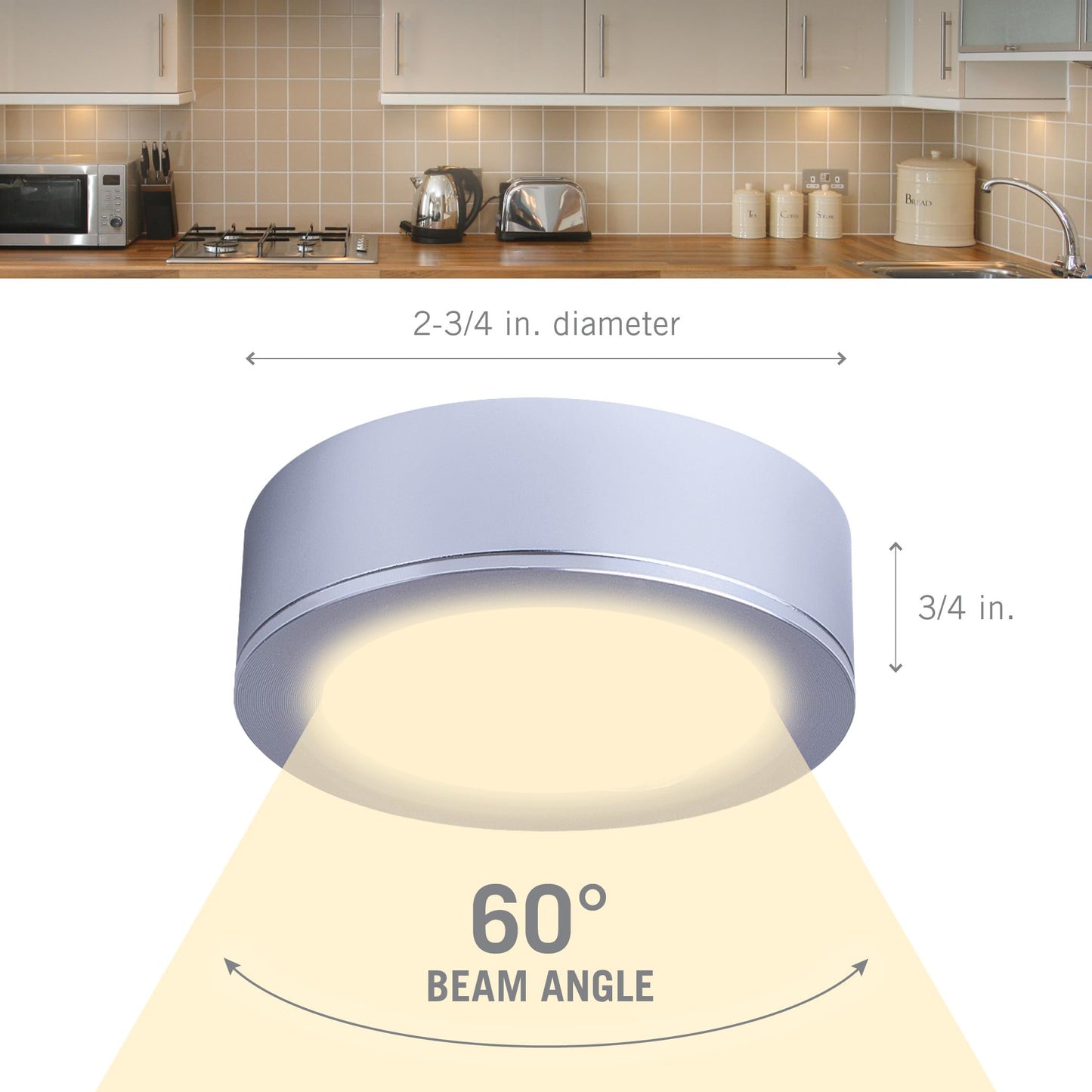 Armacost Lighting TriVue Under Cabinet LED Puck Light Recessed Downlight, 2700K, Matte White, 213312