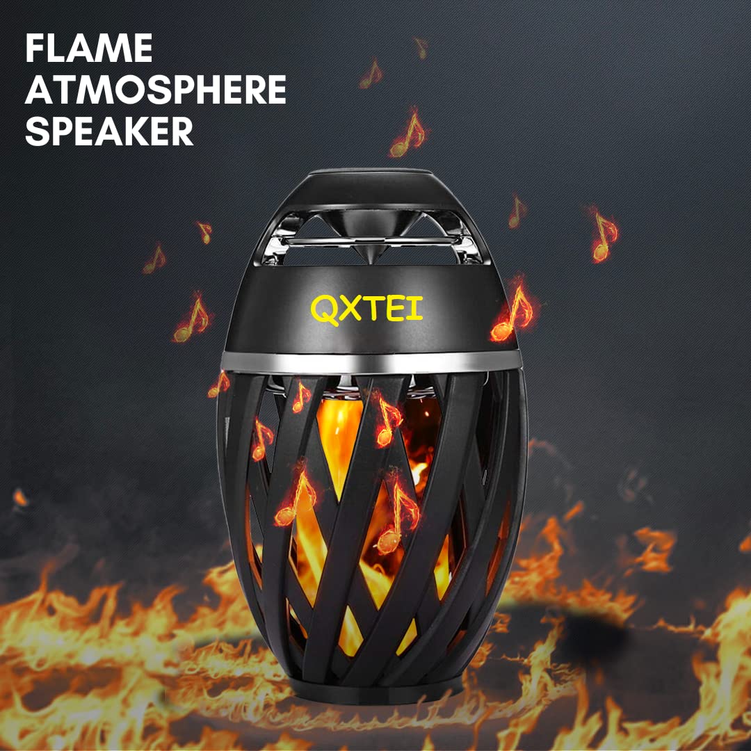 QXTEI Bluetooth 5.0 Flame Speaker for Indoors/Outdoors | Waterproof, Wireless, Portable | 1200mAh Battery with USB Cable | 96 LED Lights | 4-6 Hours