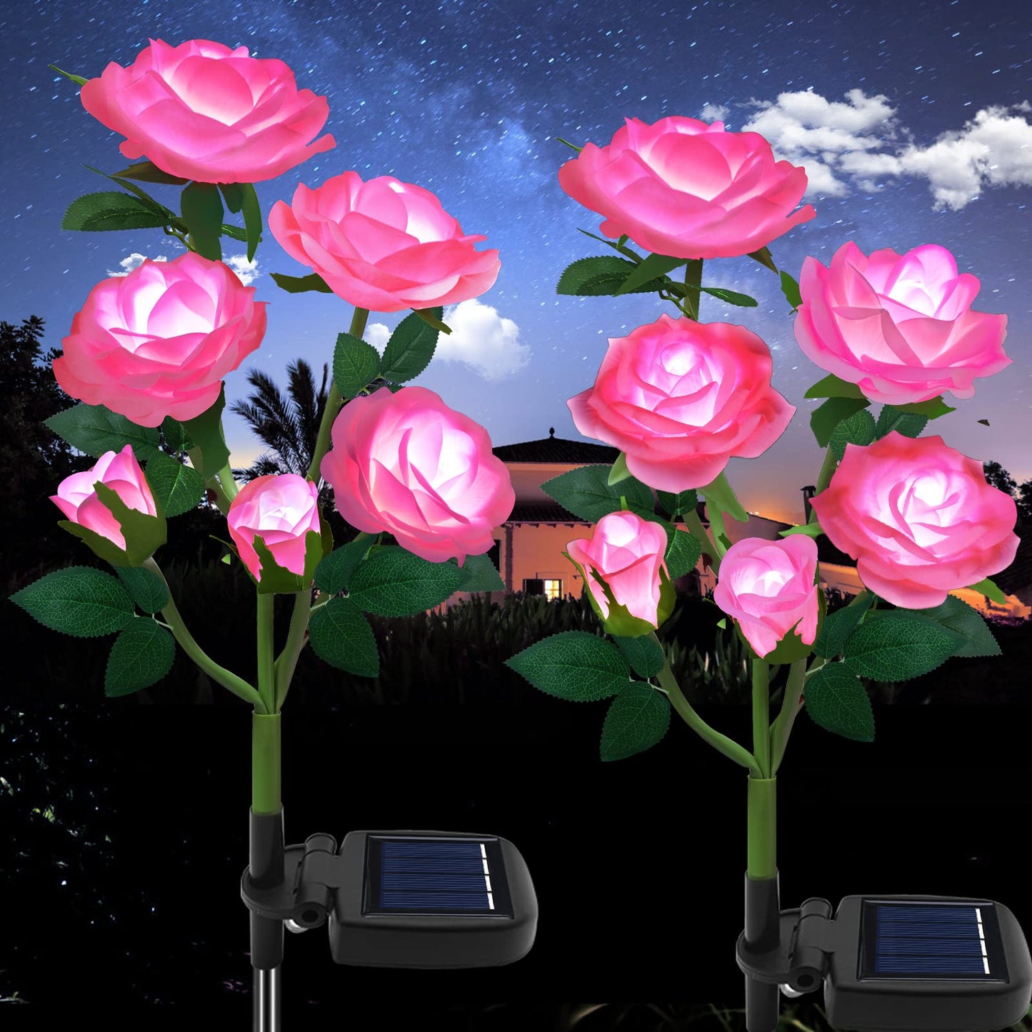 TYNLED Outdoor Solar Garden Stake Lights,Upgraded LED Solar Powered Light with 6 Rose Flowers, Waterproof Solar Decorative Lights for Patio Pathway