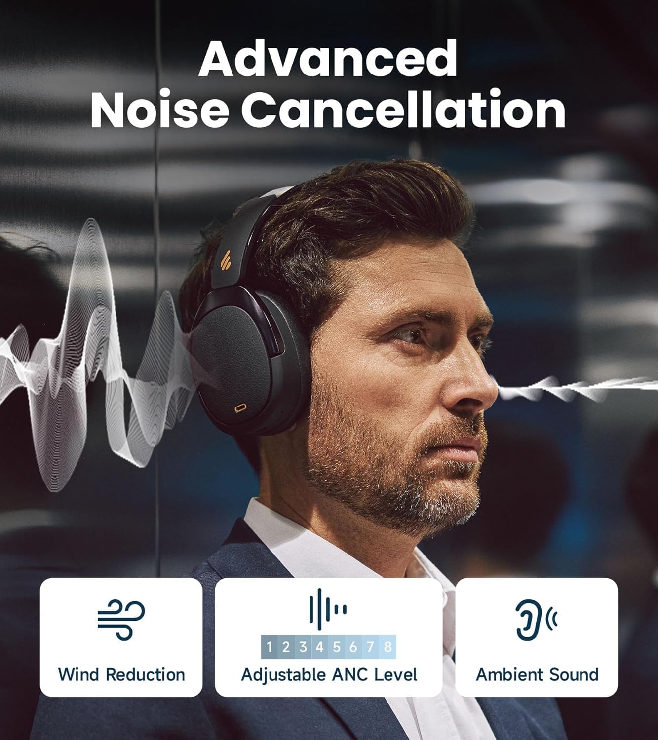 Edifier WH950NB Gen 2 Wireless Hybrid Active Noise Cancelling Headphones, Hi-Res Audio with LDAC 8-Level ANC, Spatial Sound 80H Playtime Bluetooth…