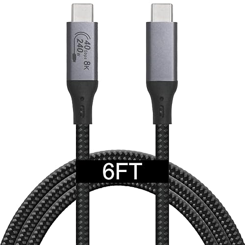 Vebner 6-Foot USB4 Cable Compatible with Thunderbolt 3, Thunderbolt 4 and USB-C - Supports 8K HD Display, 40gbps Data Transfer, 240W Charging
