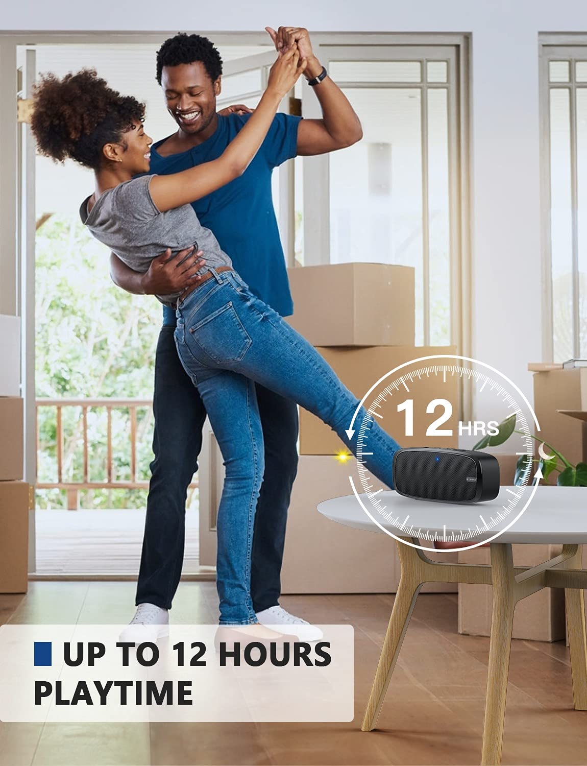 LENRUE Bluetooth Speaker, Wireless Portable Speaker with Loud Stereo Sound, Rich Bass, 12-Hour Playtime, Built-in Mic. Perfect for iPhone, Samsung