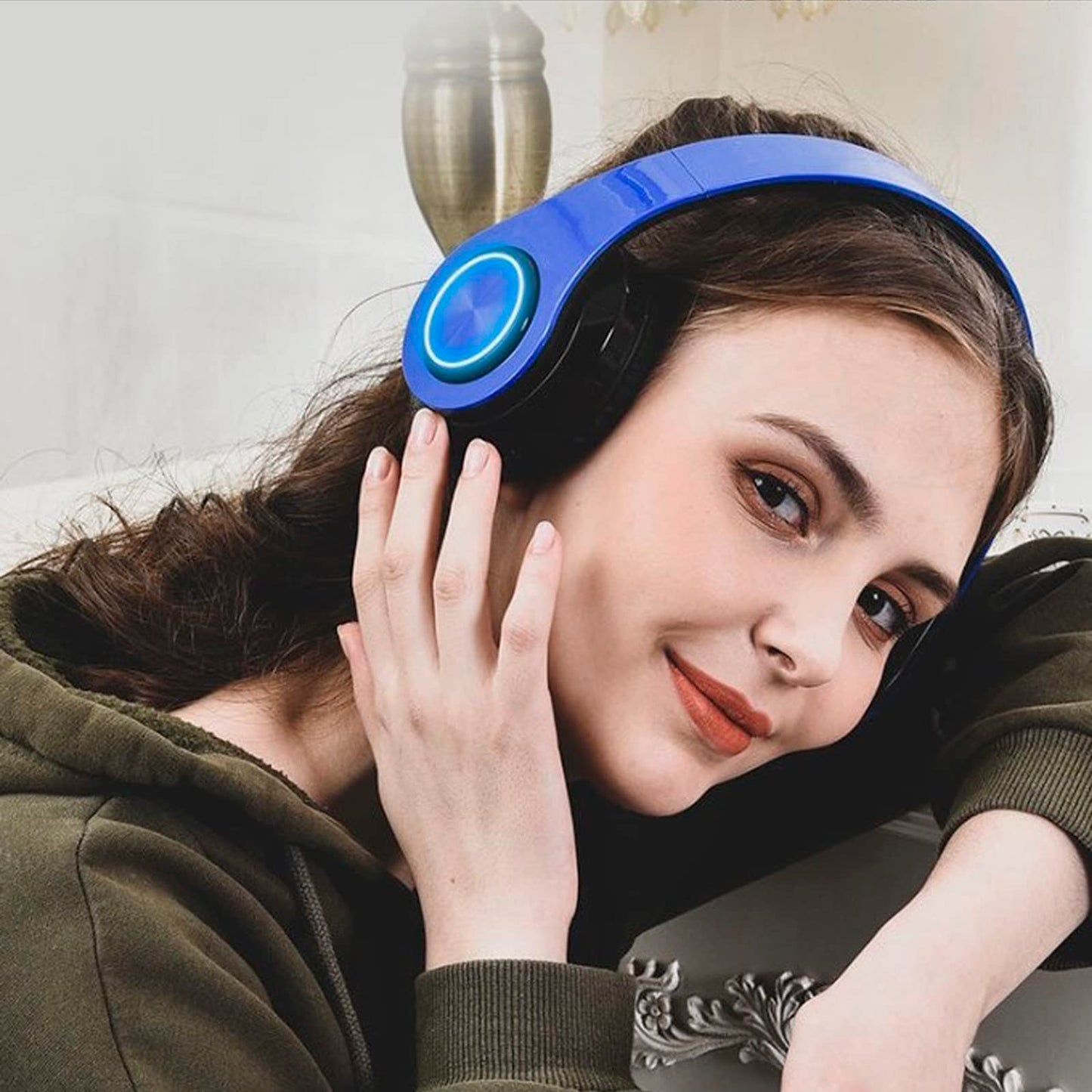 Kids Bluetooth Over Ear Headphones, Colorful LED Lights Headphones with Built-in Mic, Bluetooth 5.0, Wired and Wireless Foldable Stereo Headphones…