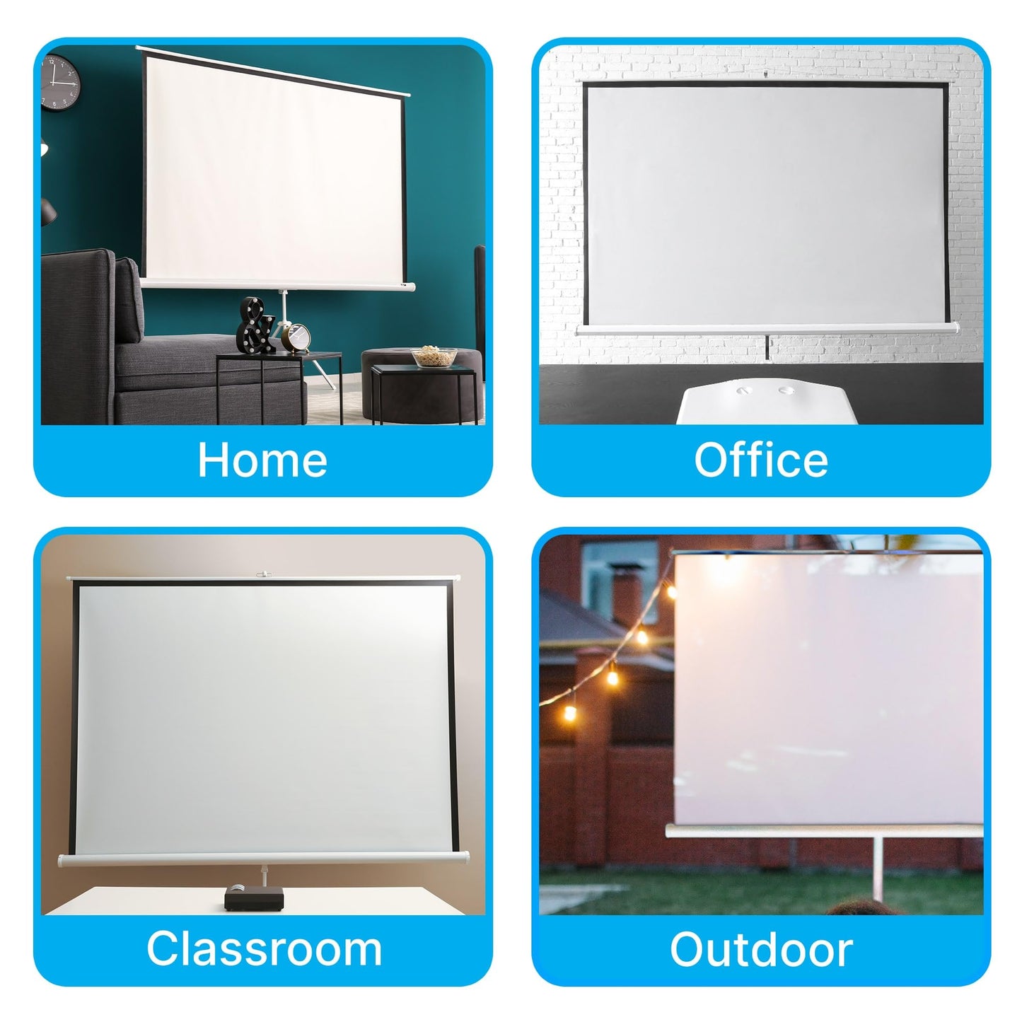 Pyle 72 Inch Outdoor Projector Screen with Stand-Portable Fold Out Roll Up Screen with Tripod Stand,White Matte Fabric 4:3 Aspect Ratio 4K HD Quality