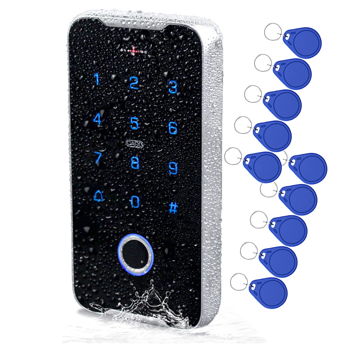 JASAG IP68 Fully Waterproof Fingerprint RFID Keypad Access Control System, 13.56MHz Wiegand 26 Metal Shell Access Controller, NFC Smart Phone Unlock