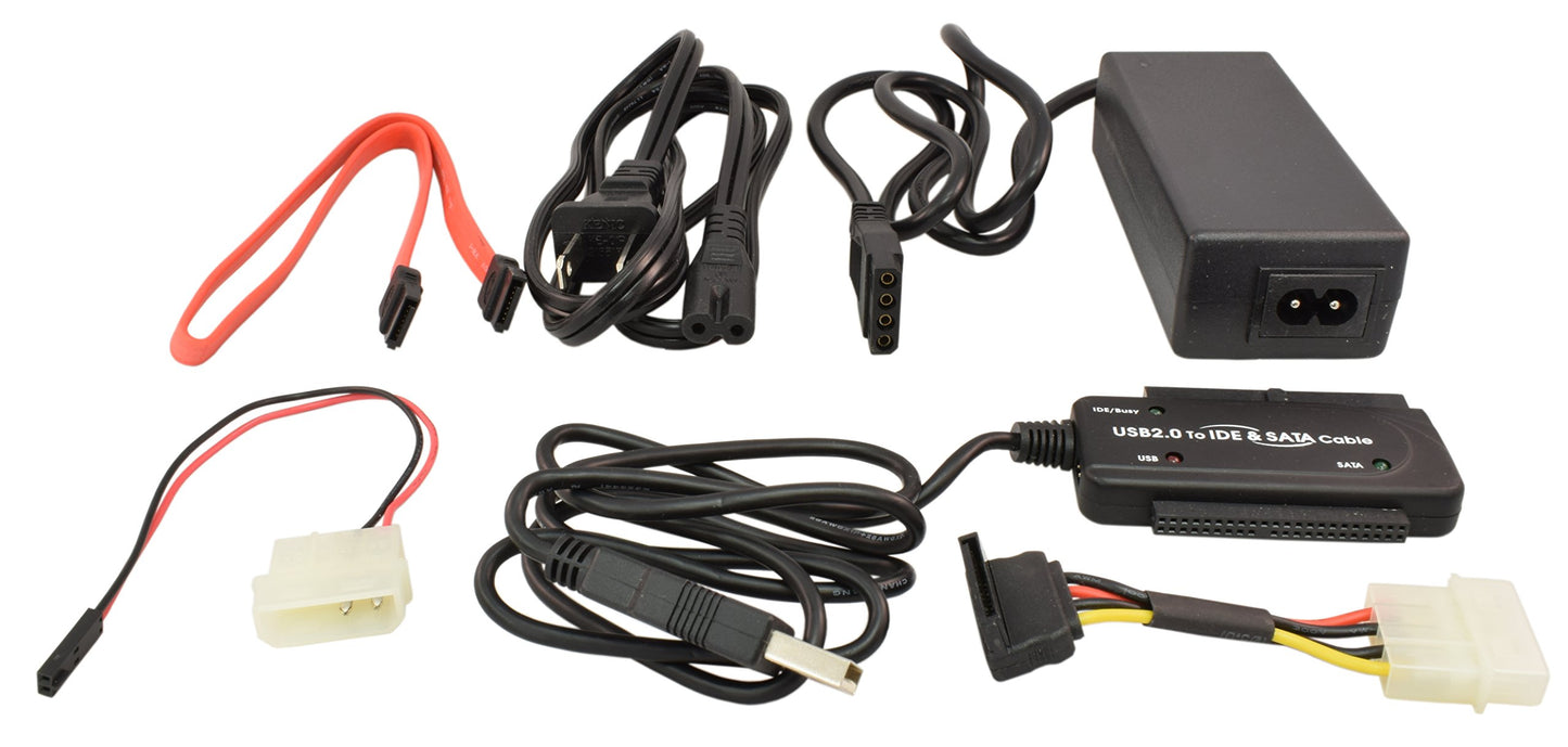PTC Black USB 2.0 to IDE and SATA Adapter Cable with Power