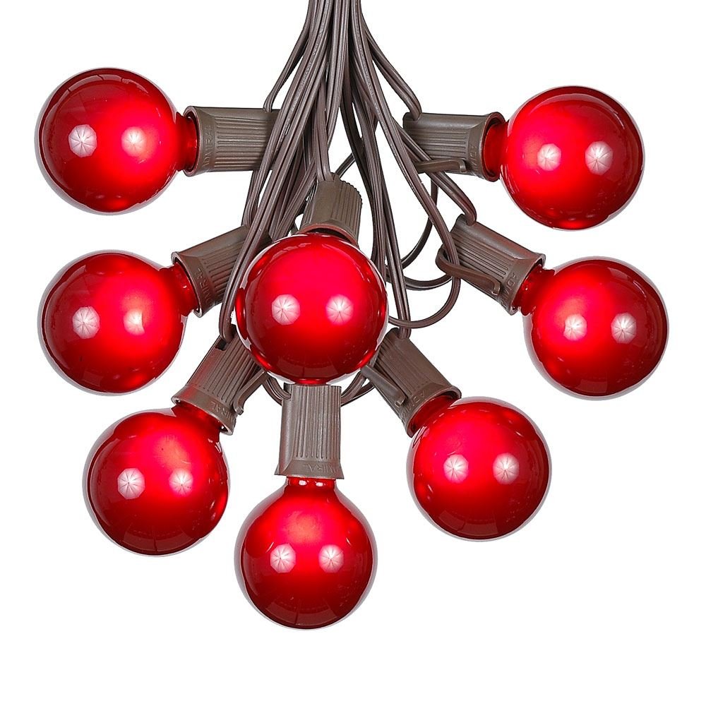 G50 Patio String Lights with 25 Red Globe Bulbs - Outdoor String Lights - Market Bistro Café Hanging String Lights - Patio Garden Umbrella Globe