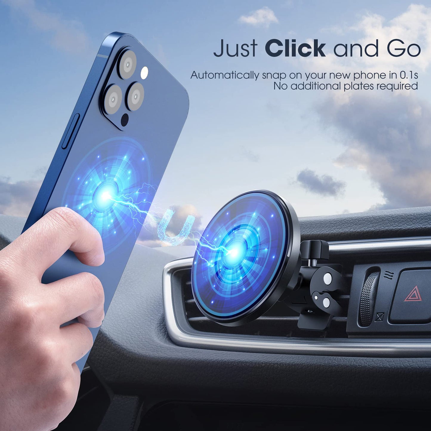 Tmaine MagSafe Car Mount, Magnetic Phone Holder for Car, Car Vent Magnetic Phone Mount Compatible with iPhone 13/12/12 Pro/12 Pro Max/12 Mini/MagSafe