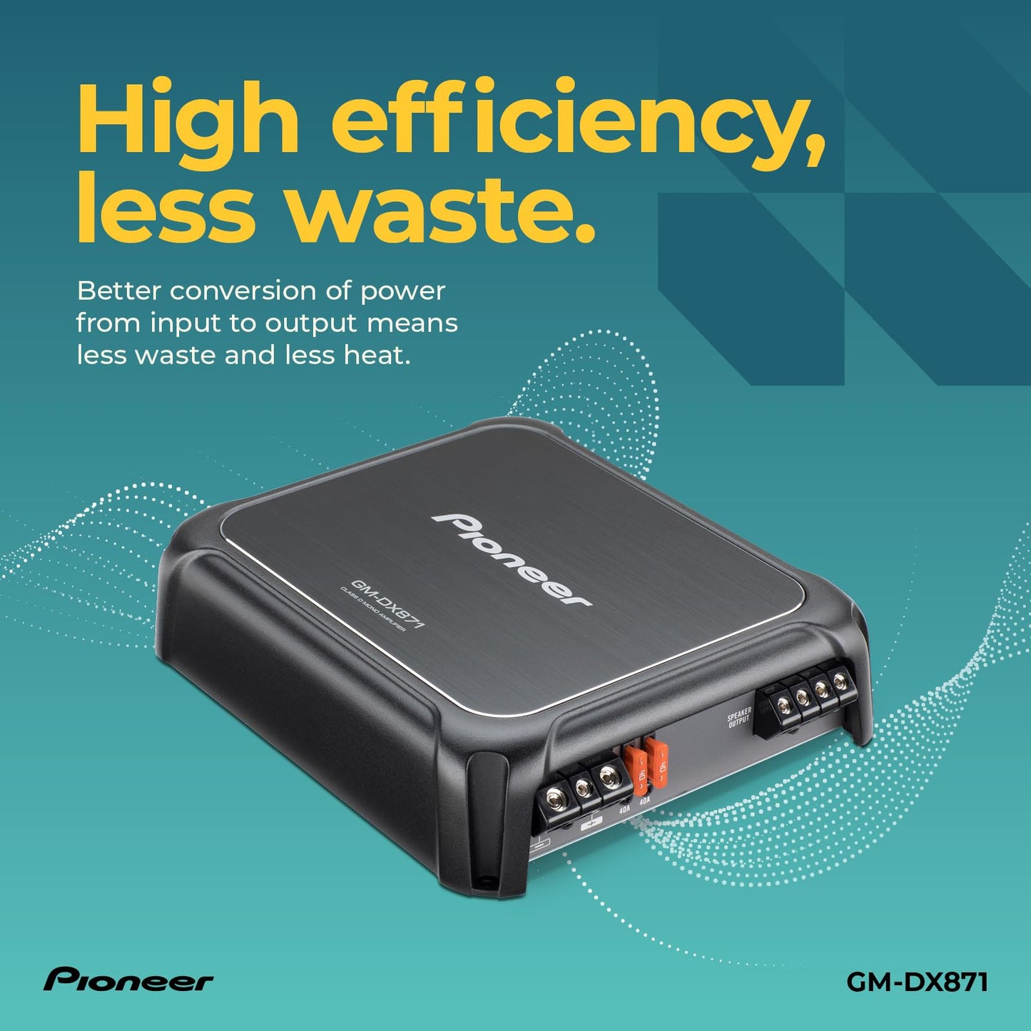 Pioneer GM-DX871 - Powerhouse Amplifier with 1,600 Watts, Class-D Technology, 1-Channel, Variable Low-Pass Filter, Compact Design, and Remote Bass