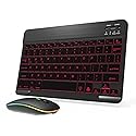 Backlit Bluetooth Keyboard and Mouse Combo for iPad Air Pro Mini Tablet iPhone Android Samsung Smartphone Cell Phone Rechargeable Ultra Slim Compact