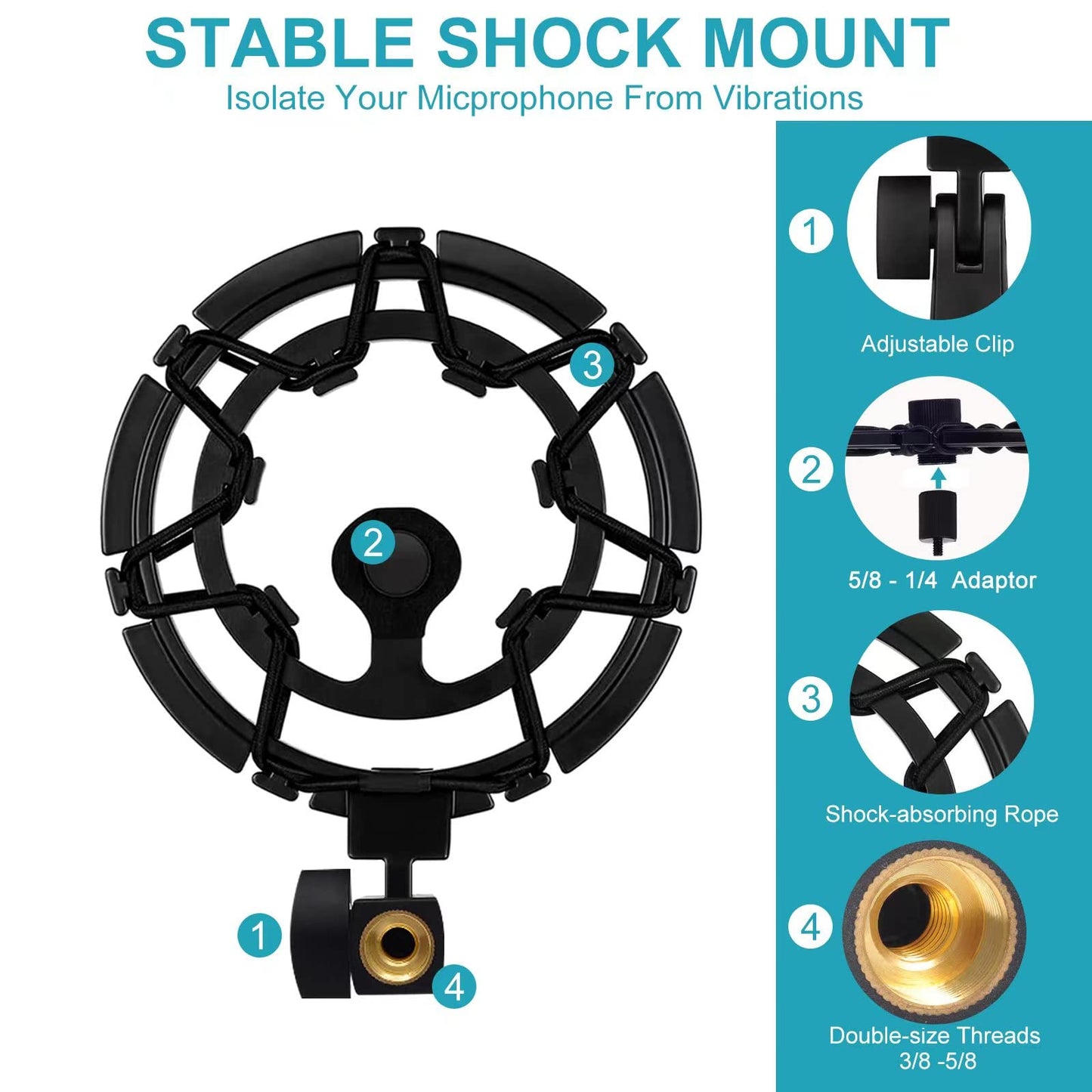 Blue Yeti Shock Mount Anti-Vibration Matching Boom Arm Stand Compatible w/Blue Yeti, Yeti X, Snowball & Blue Yeti Nano Mic (Black)