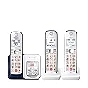 Panasonic 3 Handset Expandable Cordless Phone System with Link2Cell Bluetooth, Voice Assistant, Answering Machine and Call Blocking - KX-TGD863A