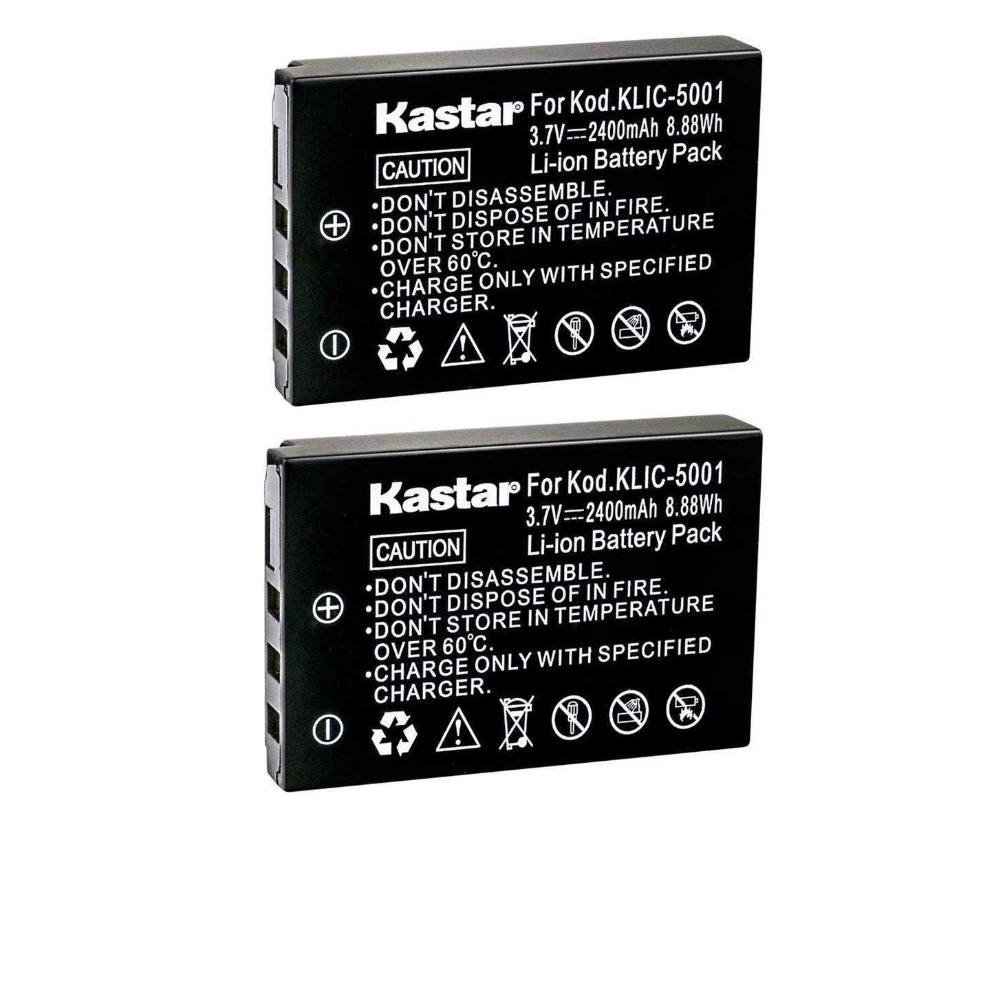 Kastar KLIC-5001 Battery (2-Pack) Replacement for Kodak Easyshare P712 P850 P880 Z730 Z760 Z7590 DX6490 DX7440 DX7590 DX7630 Zoom and Sanyo DB-L50