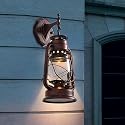 Rustic Wall Sconce Lantern Light, Vintage Wall Light Fixture with E26 Base,with Glass Shade, Waterproof Wall Mounted Lighting Fixture with Frosted