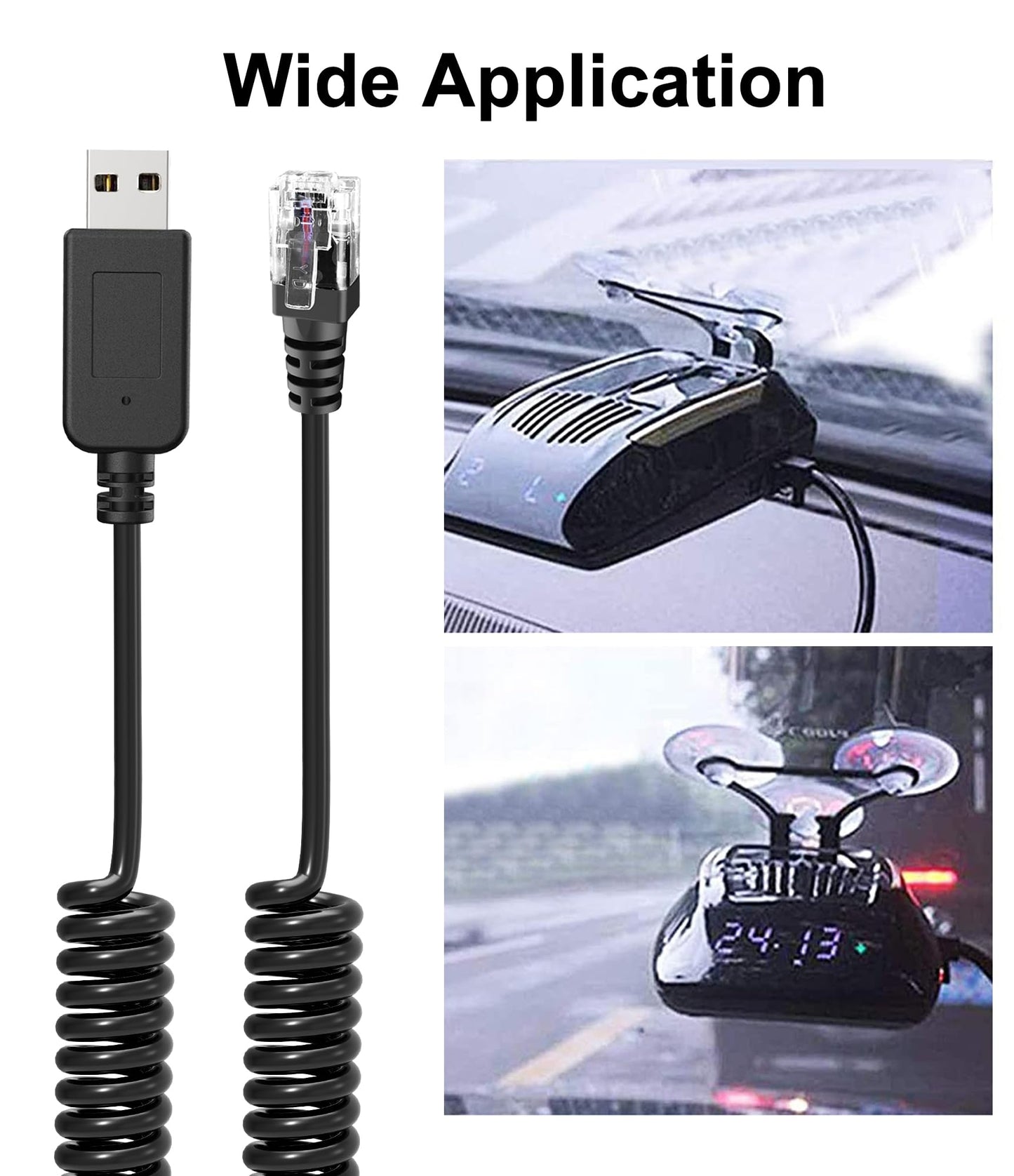 Radar Detector Cable,USB to RJ11 Plug Cable,Replacement Power Cable for Radar Detectors,Compatible with Unide R3/7/1,Escort 360 Passport