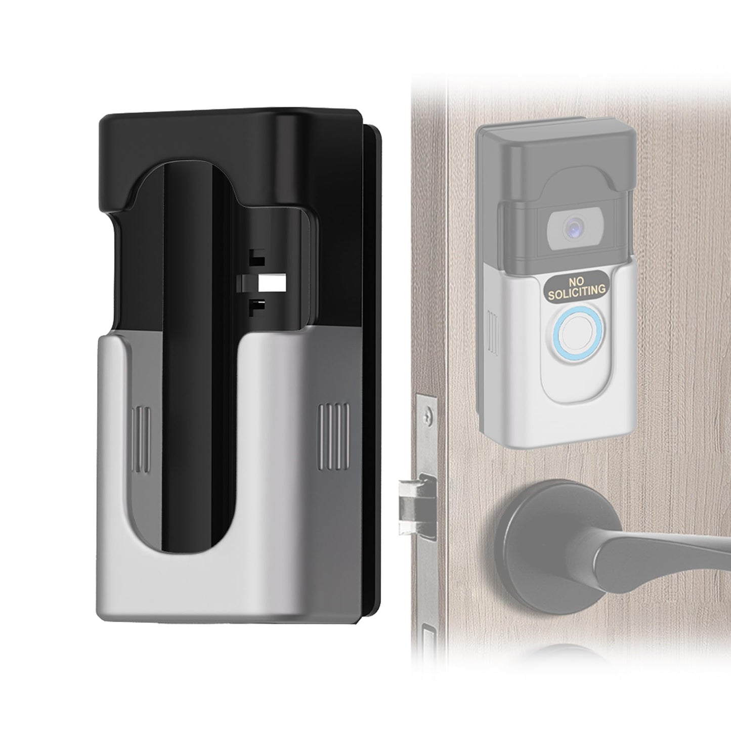No Drill Adhesive Doorbell Mount for Ring/Blink, 45°-135° Adjustable Angle, Anti-Block Sensor, for Brick/Wood/Metal Doors, Easy Install & Battery