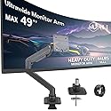 WALI Single Monitor Desk Mount, Heavy Duty Monitor Arm for Ultrawide Screen up to 49 inch, 44 lbs with USB. Fully Adjustable, Mounting Holes 75
