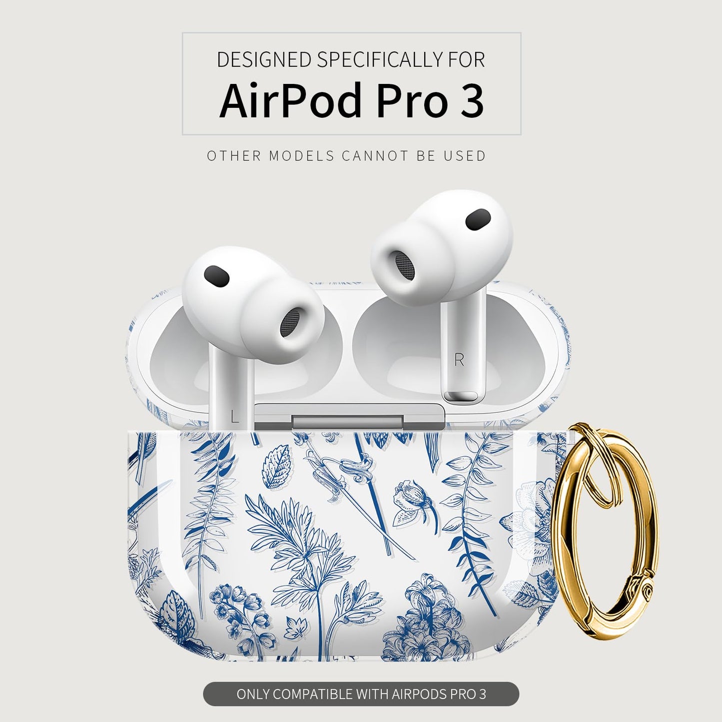 ZEKICE for AirPods Pro 3 Generation Case, Clear Flower Air Pod Pro 3 Case for Women Girly Cute Soft AirPod Pro 3 Cover with Keychain Strap for AirPod