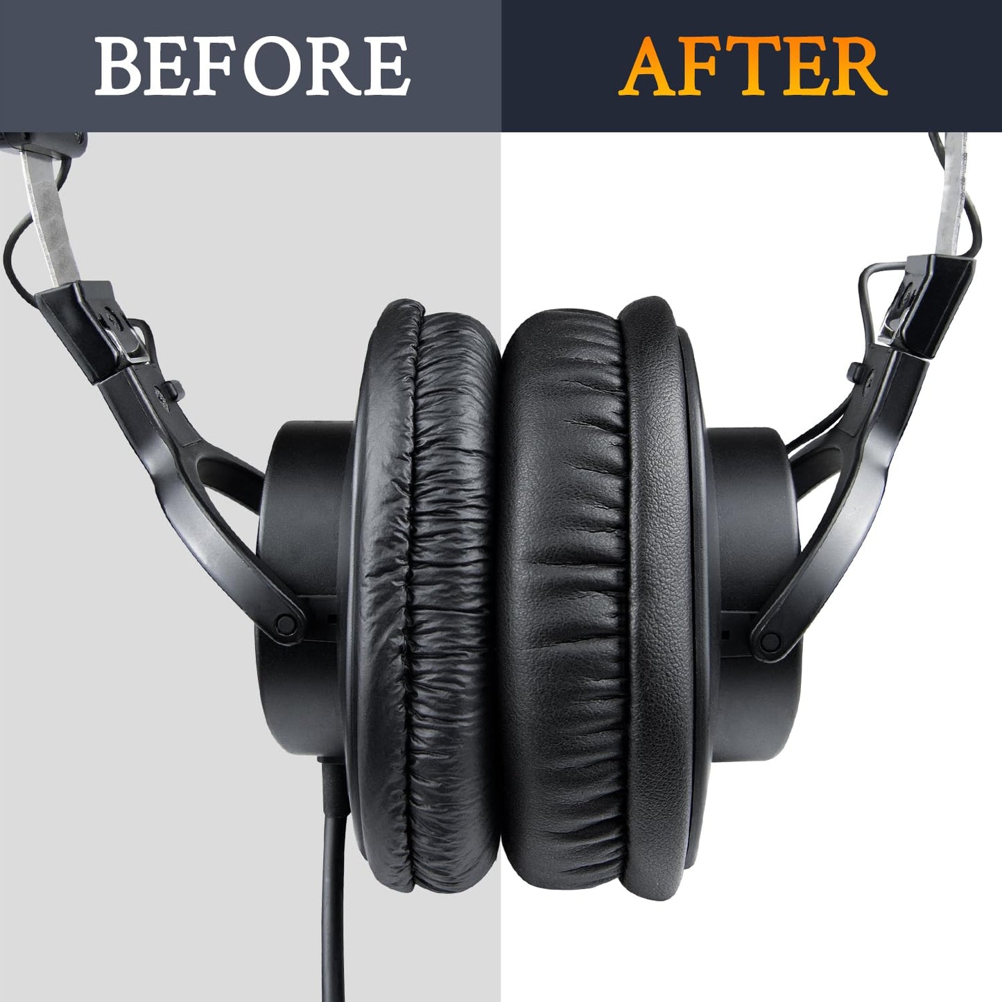 SOULWIT Earpads for Sony MDR-7506/ MDR-V6/ MDR-V7/ MDR-CD900ST Headphones, Ear Pads Cushions with Softer Protein Leather, High-Density Foam - Black